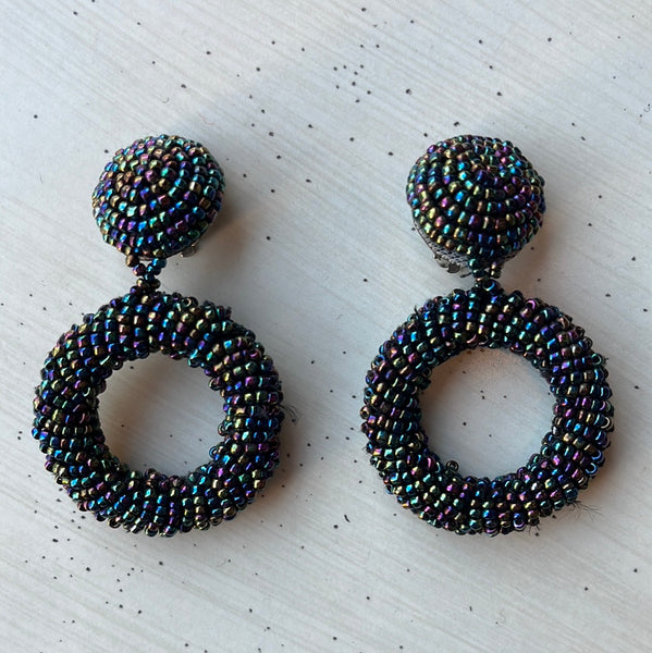1980s Beaded Hoop earrings