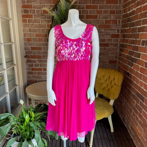 1960s Elinor Gay Pink Paillette Dress