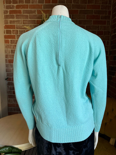 1960s Aqua Bad Girl Sweater