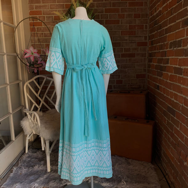 Guatemalan Mint Green Embroidered Dress