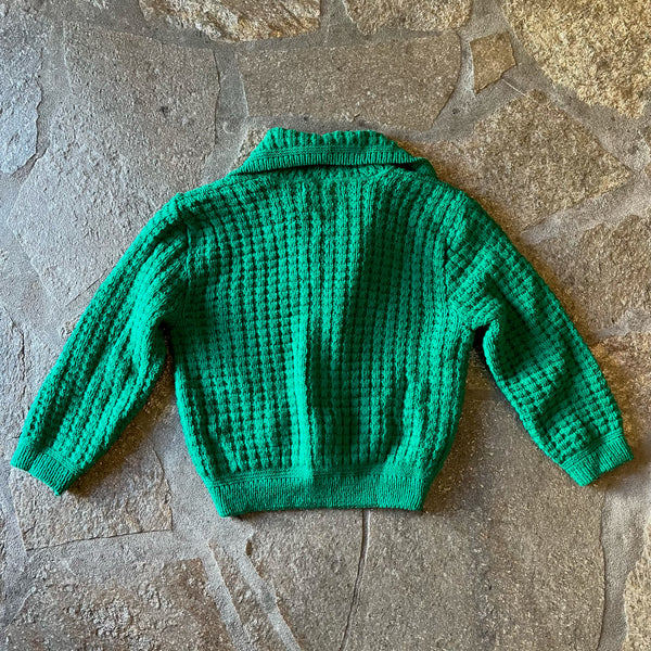1950s Kelly Green Cropped Cableknit Cardigan