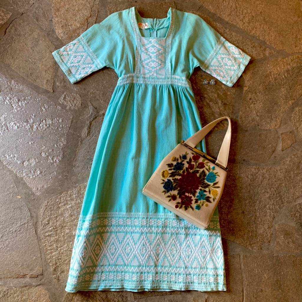 Guatemalan Mint Green Embroidered Dress Guatemalan Mint Green Embroidered Dress