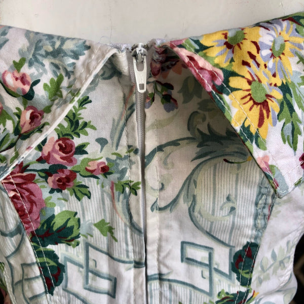 1980s Floral Toile Jumpsuit