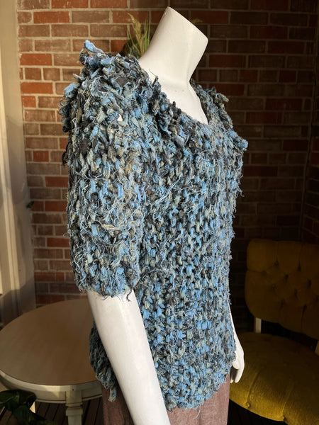 1960s Knot Crochet Blue Sweater