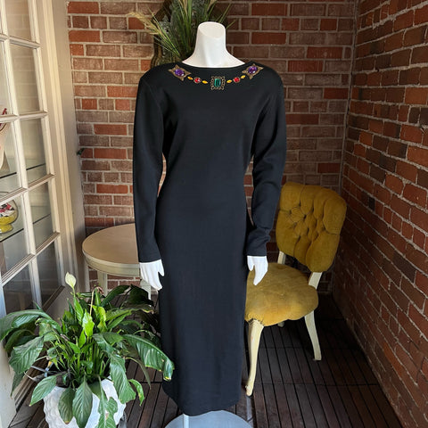 1980s Gem Body Con Sweater Dress
