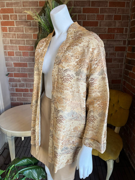 1950s Gold Jacquard Asian Print Jacket