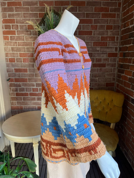 1970s Southwestern Crochet Cardigan