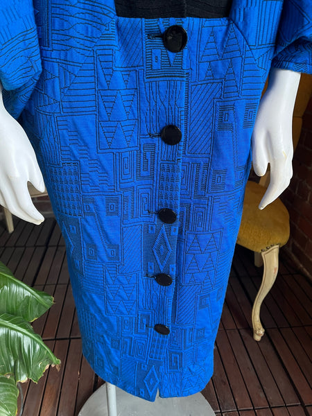 1980s Avant Garde New Wave Art Deco Hobble Dress Cardigan