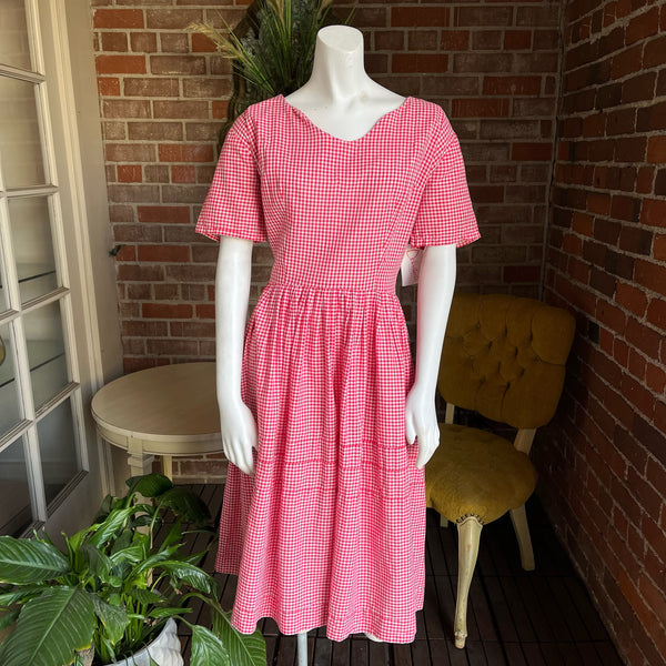 1950s Red Gingham Dress AS IS