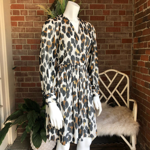 1960s Leopard Balloon Sleeve Dress