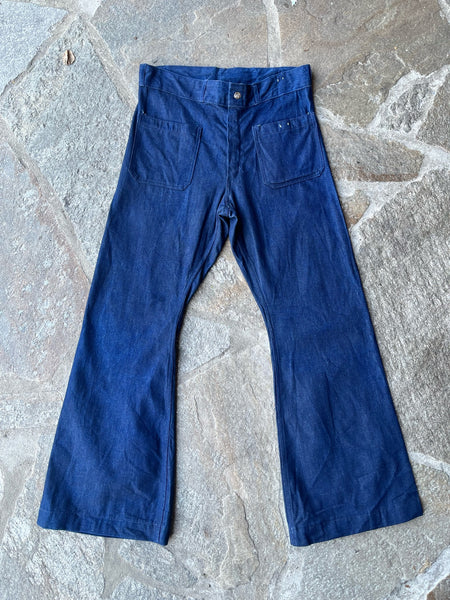 1970s Sea Farer Flared Dungarees Jeans