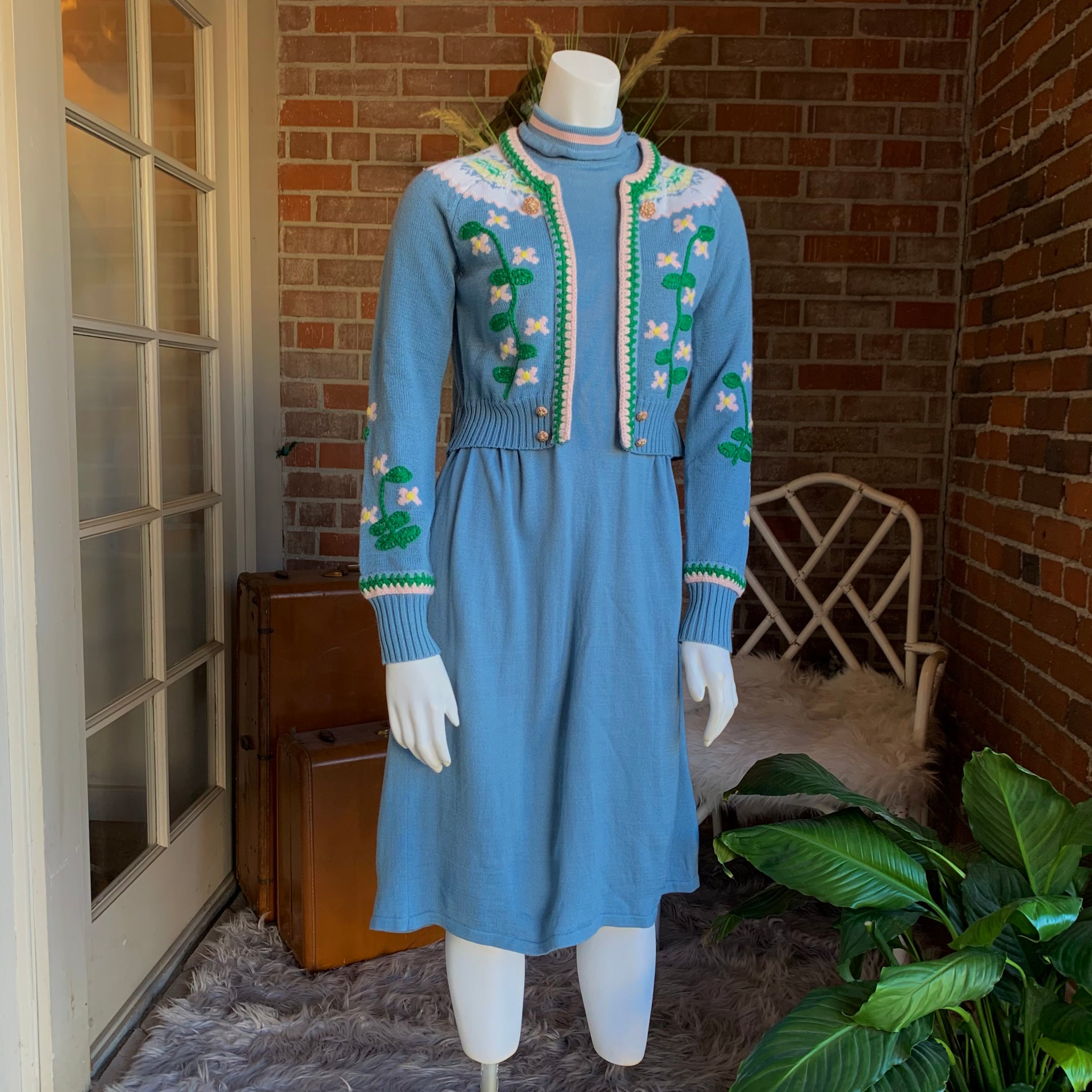 1940s Vintage Inspired Tyrolean Style Knit Sweater Dress 1940s Vintage Inspired Tyrolean Style Knit Sweater Dress