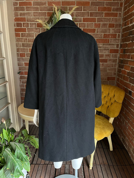 1950s Black Cashmere Long Coat