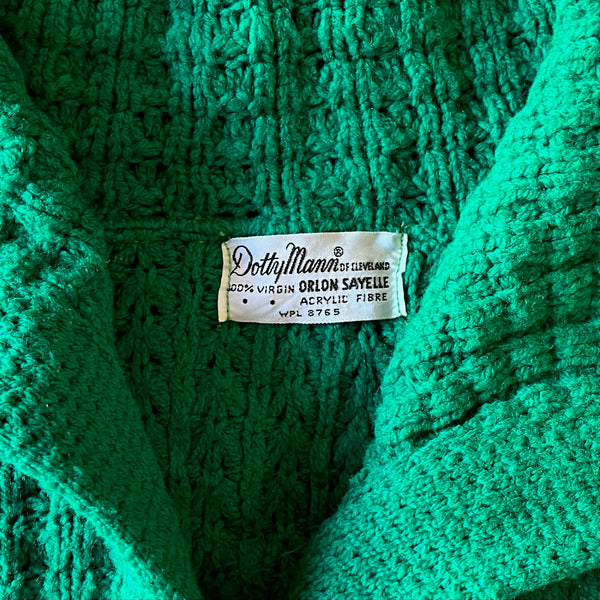 1950s Kelly Green Cropped Cableknit Cardigan