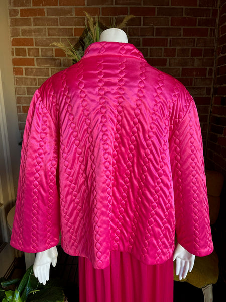 Vintage Hot Pink Quilted Bed Jacket