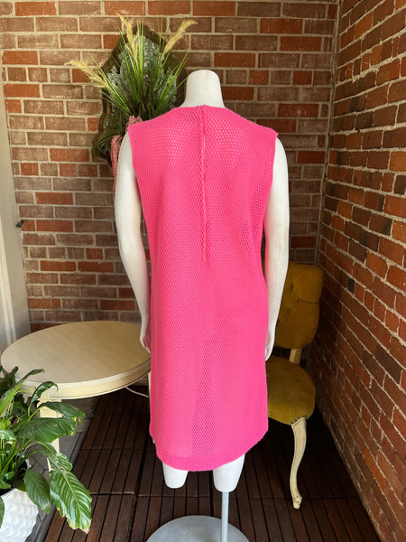 1960s Hot Pink Mesh Dress