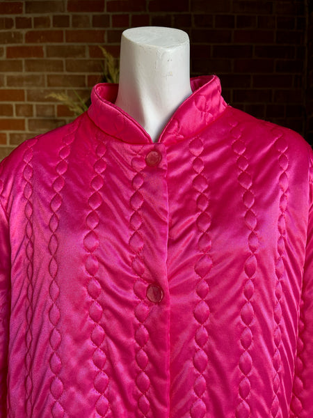 Vintage Hot Pink Quilted Bed Jacket