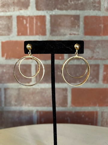 1960s Gold Double Hoop Earrings
