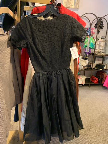 1950s black lace party dress