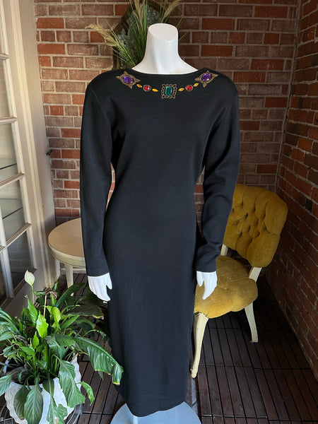 1980s Gem Body Con Sweater Dress