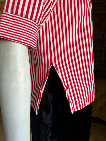 1950s Red & White Striped Pullover Top