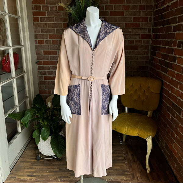 1940s Cream Rayon Dress