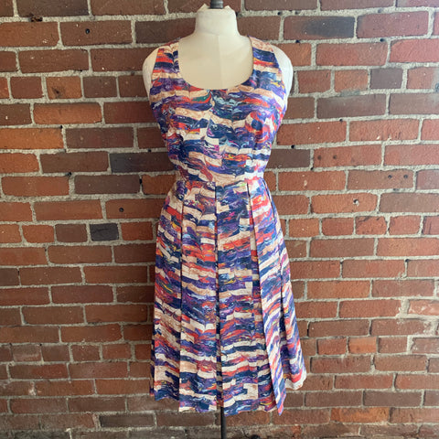 1960s Abstract Print “Paint” Dress