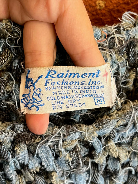 1960s Knot Crochet Blue Sweater