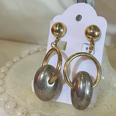 Gold & Grey Dangling Earrings