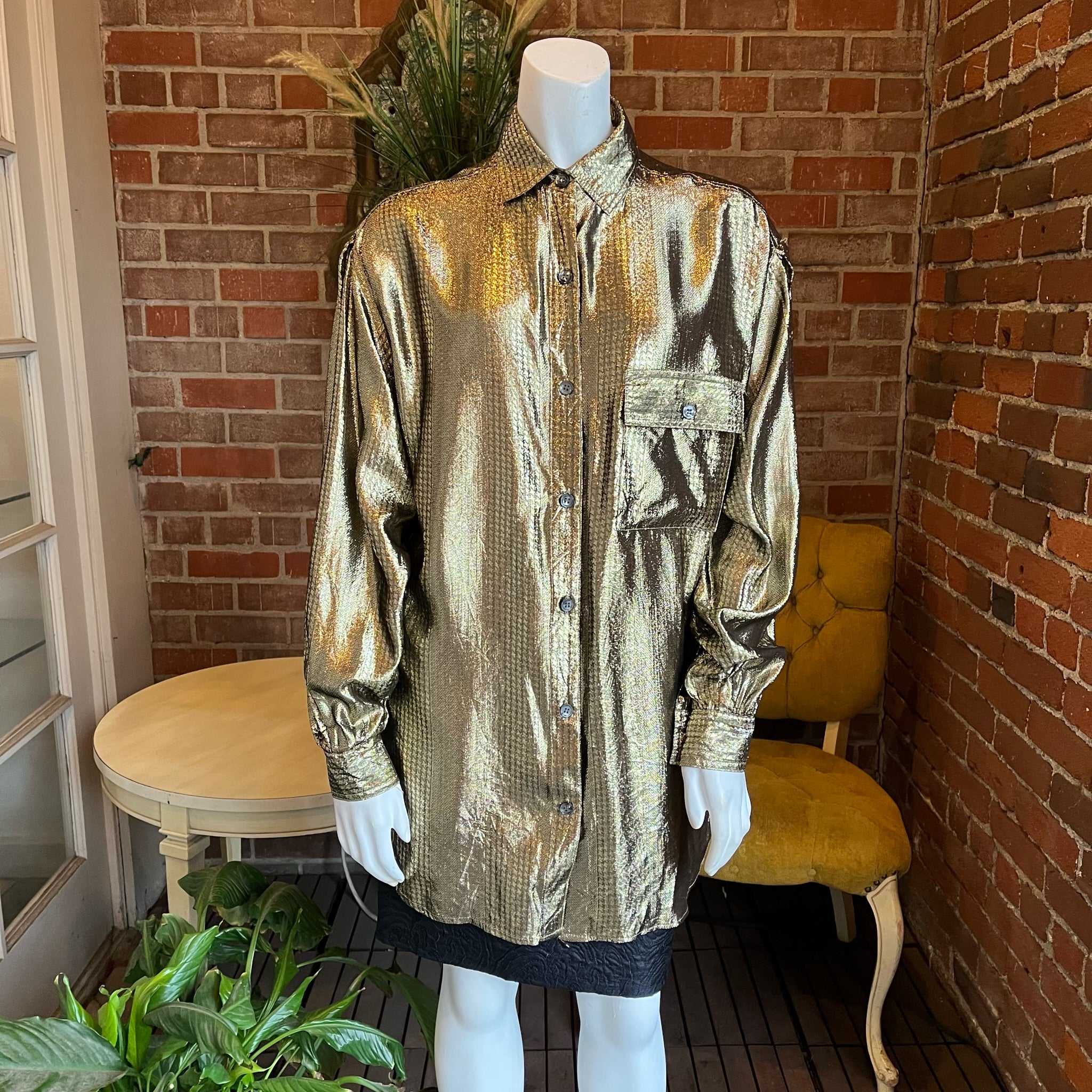 1980s Neiman Marcus Gold Lame Shirt