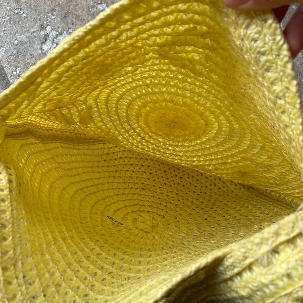 Yellow Round Raffia Bag