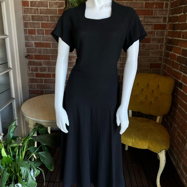 1930s Black Crepe Dress