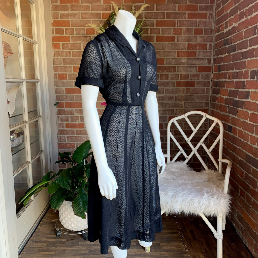 1940s Black Mesh Dress 1940s Black Mesh Dress