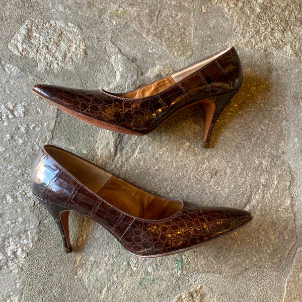 Vintage Murray Bender Brown Snakeskin Heels