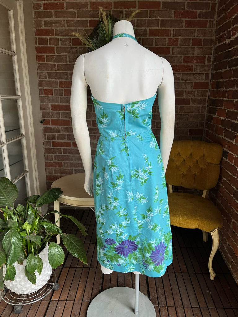1950s Waltah Clarke Blue Hawaiian Dress 1950s Waltah Clarke Blue Hawaiian Dress