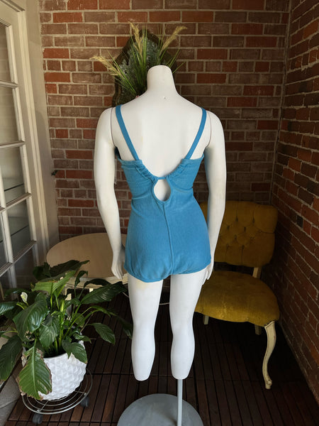 1950s Blue Terrycloth Catalina Bathing Suit