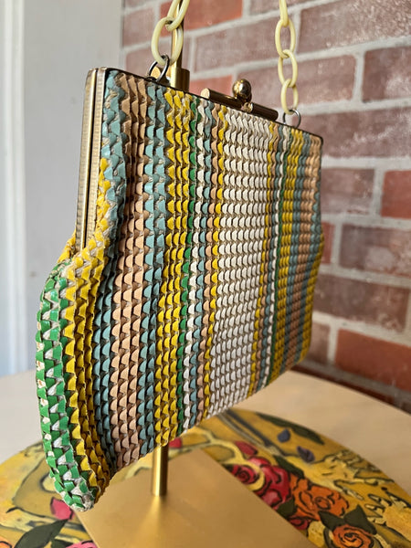 1940s Pastel Woven Bag