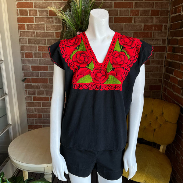 Mexican Red Embroidered Top