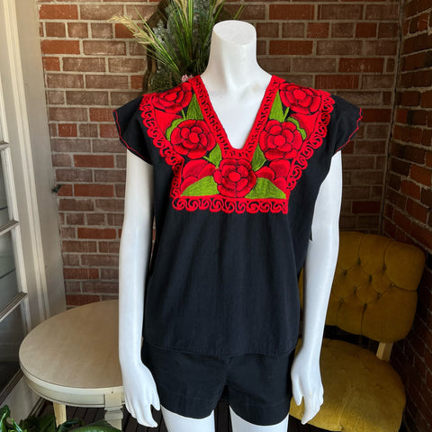 Mexican Red Embroidered Top