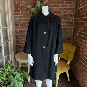 1950s Black Cashmere Long Coat