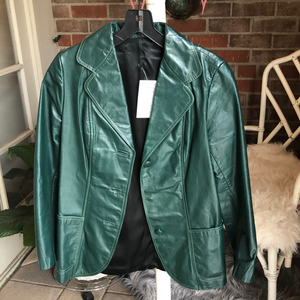 1970s Green Leather Blazer