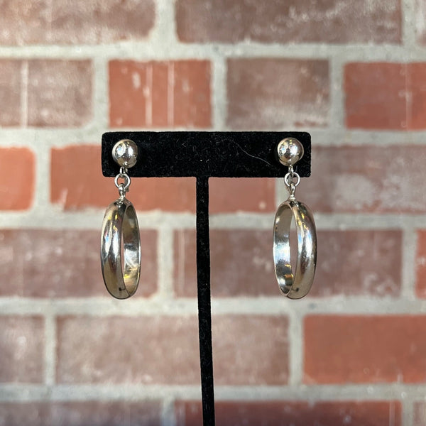 1960s Chrome Hoop Screw Back Earrings
