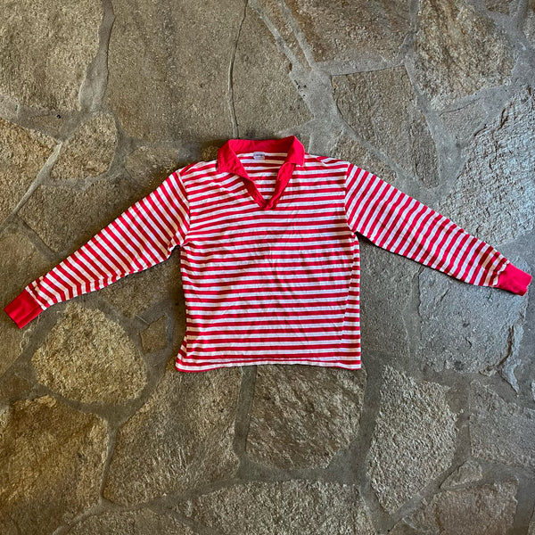 1960s Red and White Striped Pullover Top