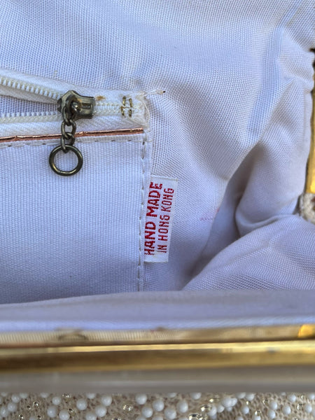1960s Cream Beaded Bag
