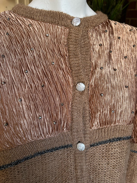 1980s Mohair and Plisse Caramel & Copper Sweater