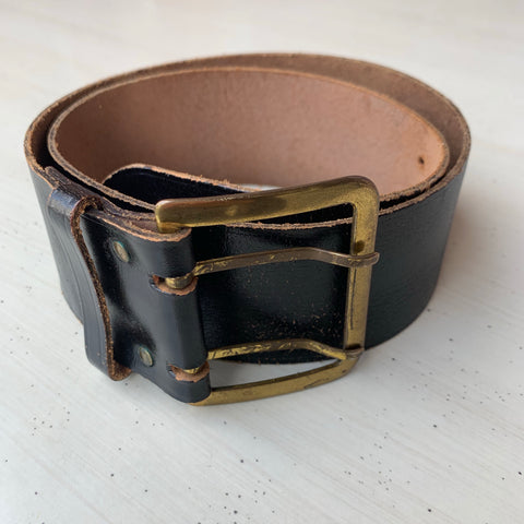 Wide Black Distressed Belt