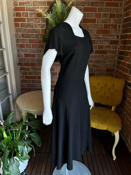 1930s Black Crepe Dress