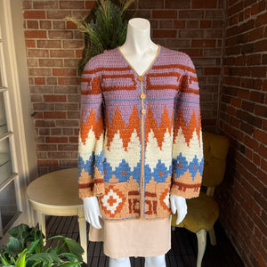 1970s Southwestern Crochet Cardigan