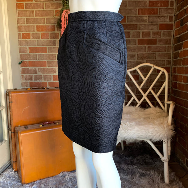 1980s Yves Saint Laurent Rive Gauche Matelasse Skirt
