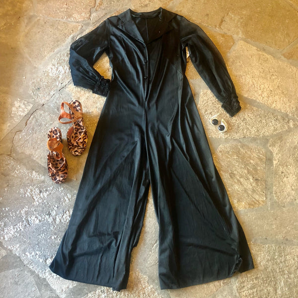 1960s Black Lounge Jumpsuit